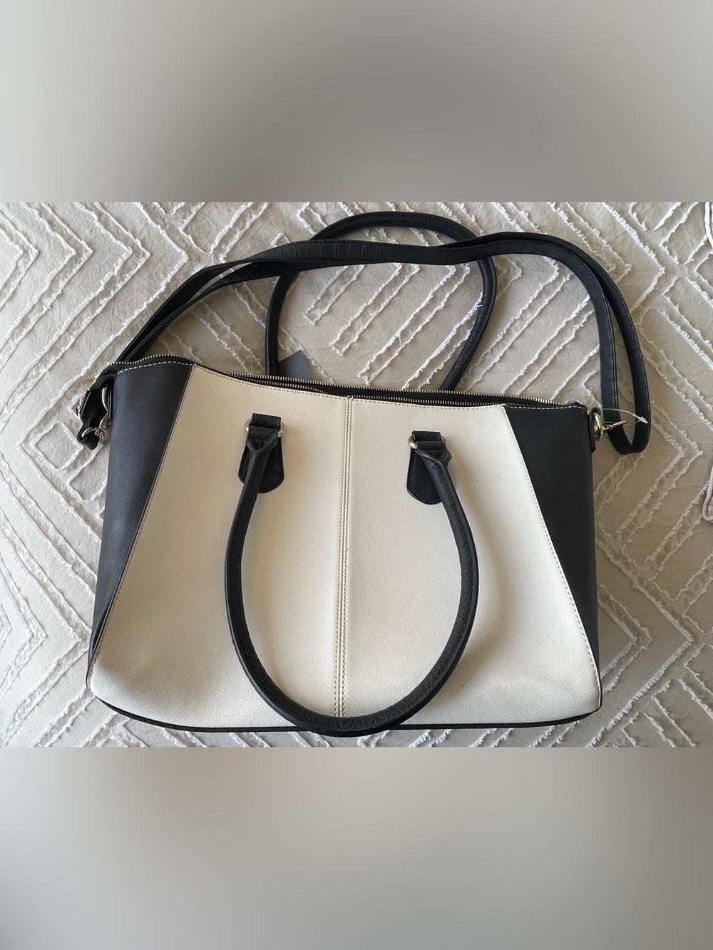 Target Black White Colorblock Tote Shoulder Bag Crossbody Purse Handbag